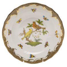 Herend Rothschild Bird Brown Border Dessert Plate, Motif 6