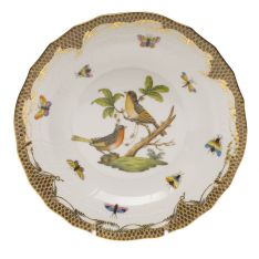 Herend Rothschild Bird Brown Border Dessert Plate, Motif 8