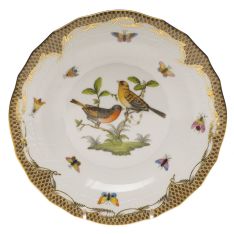 Herend Rothschild Bird Brown Border Dessert Plate, Motif 9
