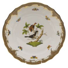 Herend Rothschild Bird Brown Border Dinner Plate, Motif 4