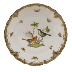 Herend Rothschild Bird Brown Border Dinner Plate, Motif 5