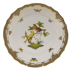 Herend Rothschild Bird Brown Border Dinner Plate, Motif 6