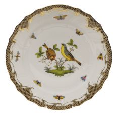 Herend Rothschild Bird Brown Border Dinner Plate, Motif 7