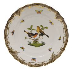Herend Rothschild Bird Brown Border Dinner Plate, Motif 9