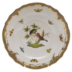 Herend Rothschild Bird Brown Border Salad Plate, Motif 10