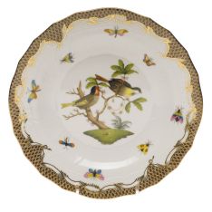 Herend Rothschild Bird Brown Border Dessert Plate, Motif 11