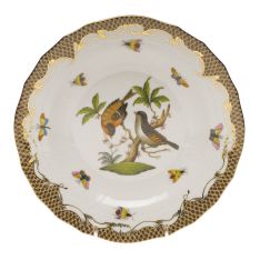 Herend Rothschild Bird Brown Border Dessert Plate, Motif 12