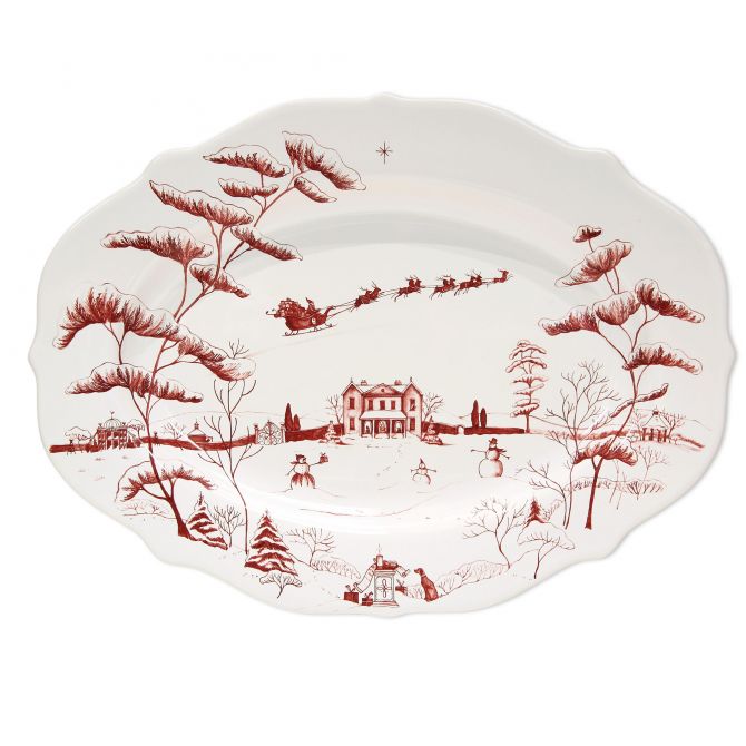 Juliska Country Estate Winter Frolic Ruby Christmas Eve Serving Platter, 15"