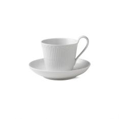 Royal Copenhagen White Fluted Half Lace High Handle Cup & Saucer