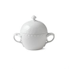 Royal Copenhagen White Fluted Half Lace Covered Sugar Bowl