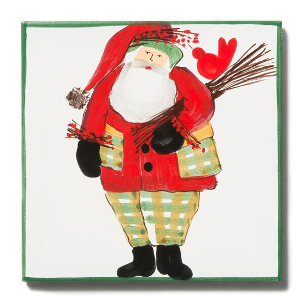 Vietri Old St. Nick Trivet with Green Border