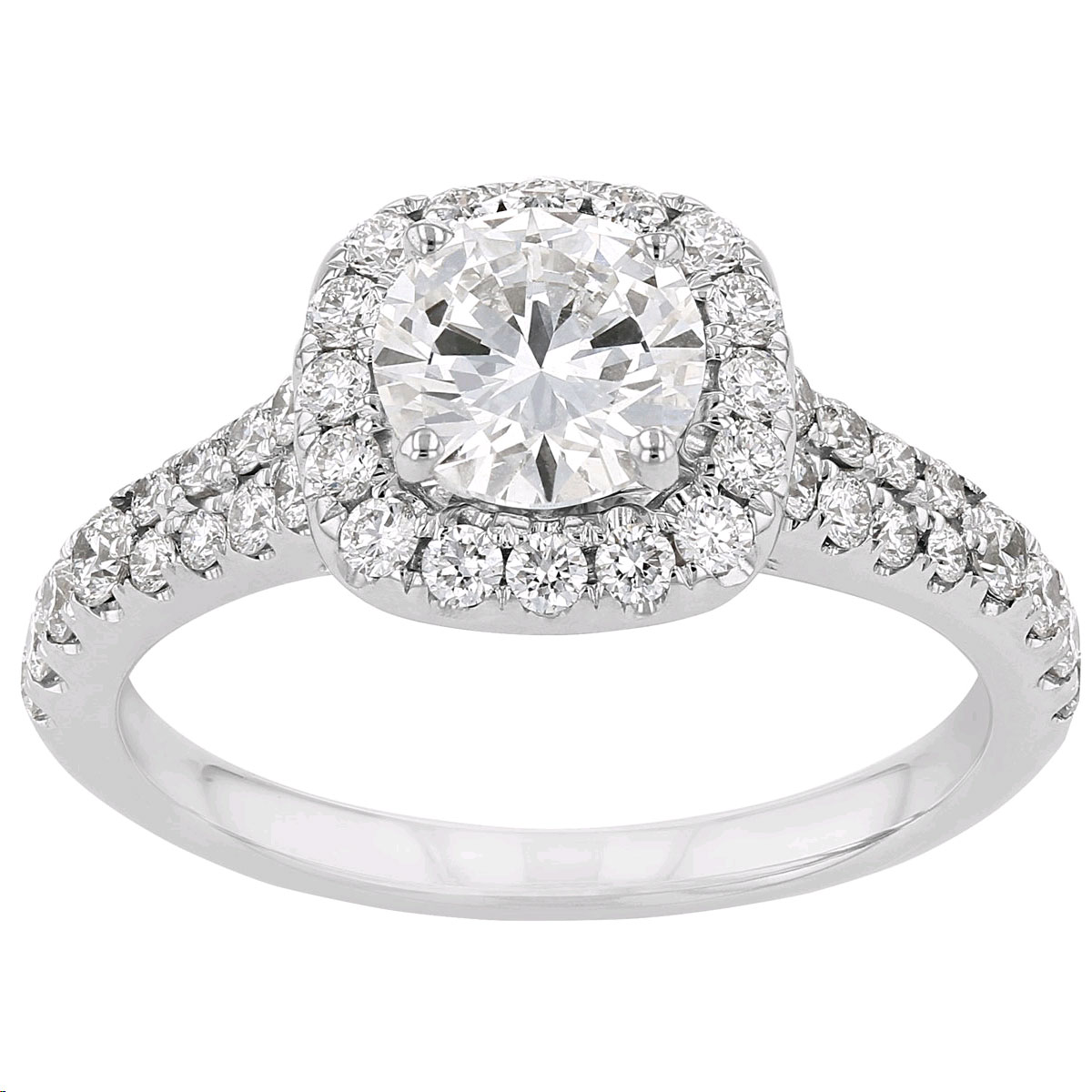 Lab Grown Round Diamond Halo Engagement Ring with Pave Split Shank in ...