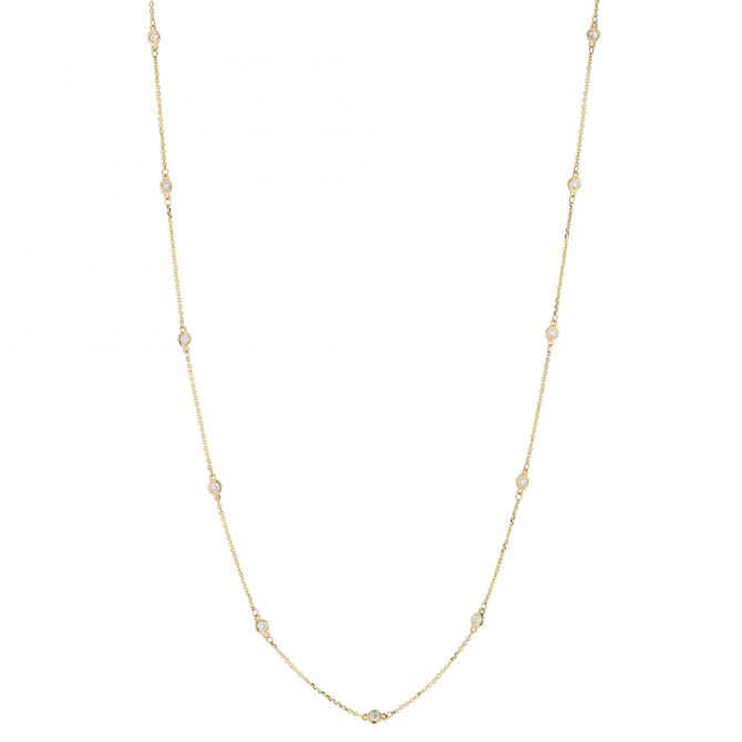 Diamond Station Necklace in 14K Yellow Gold 20", 0.50cttw