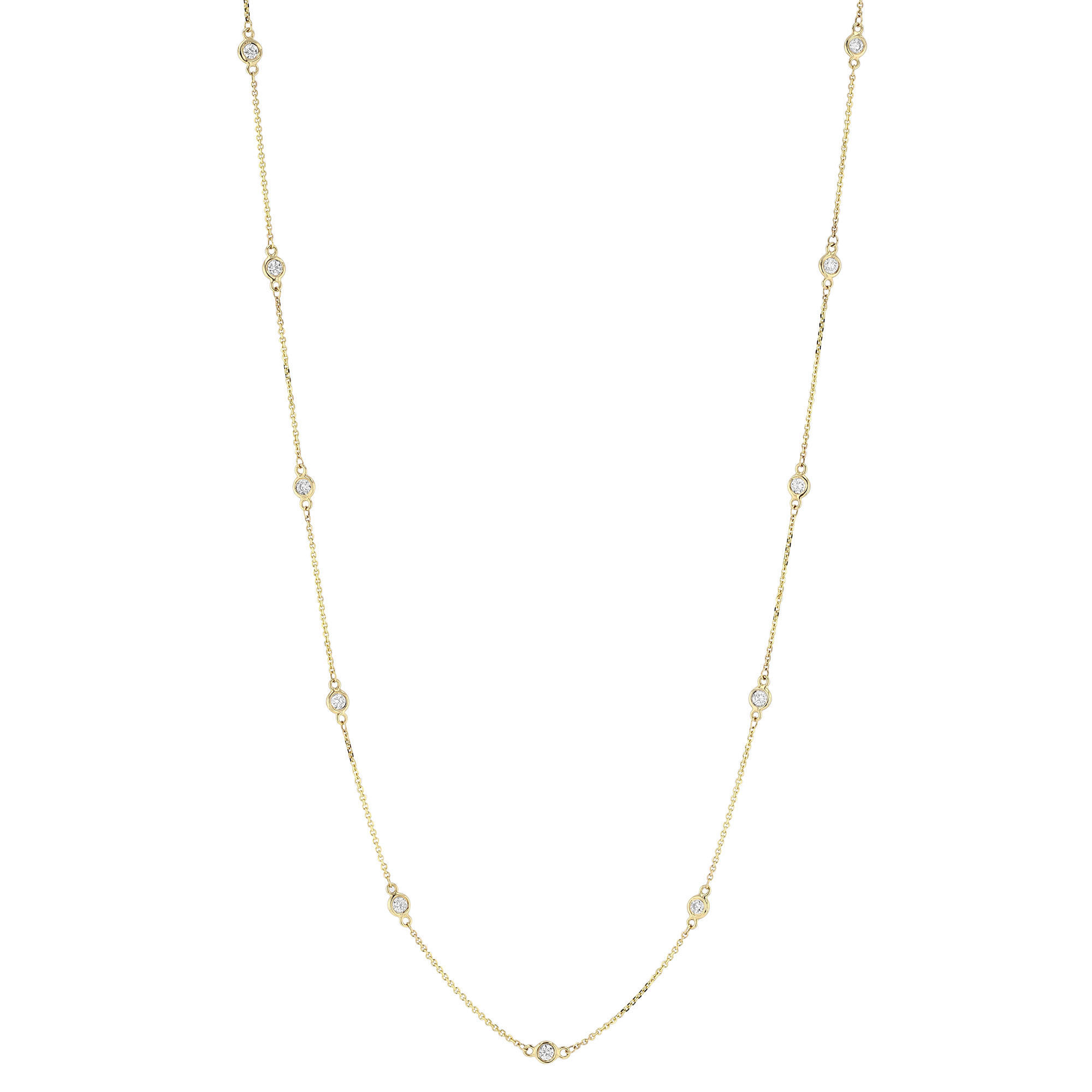 Diamond Station Necklace in 14K Yellow Gold 20