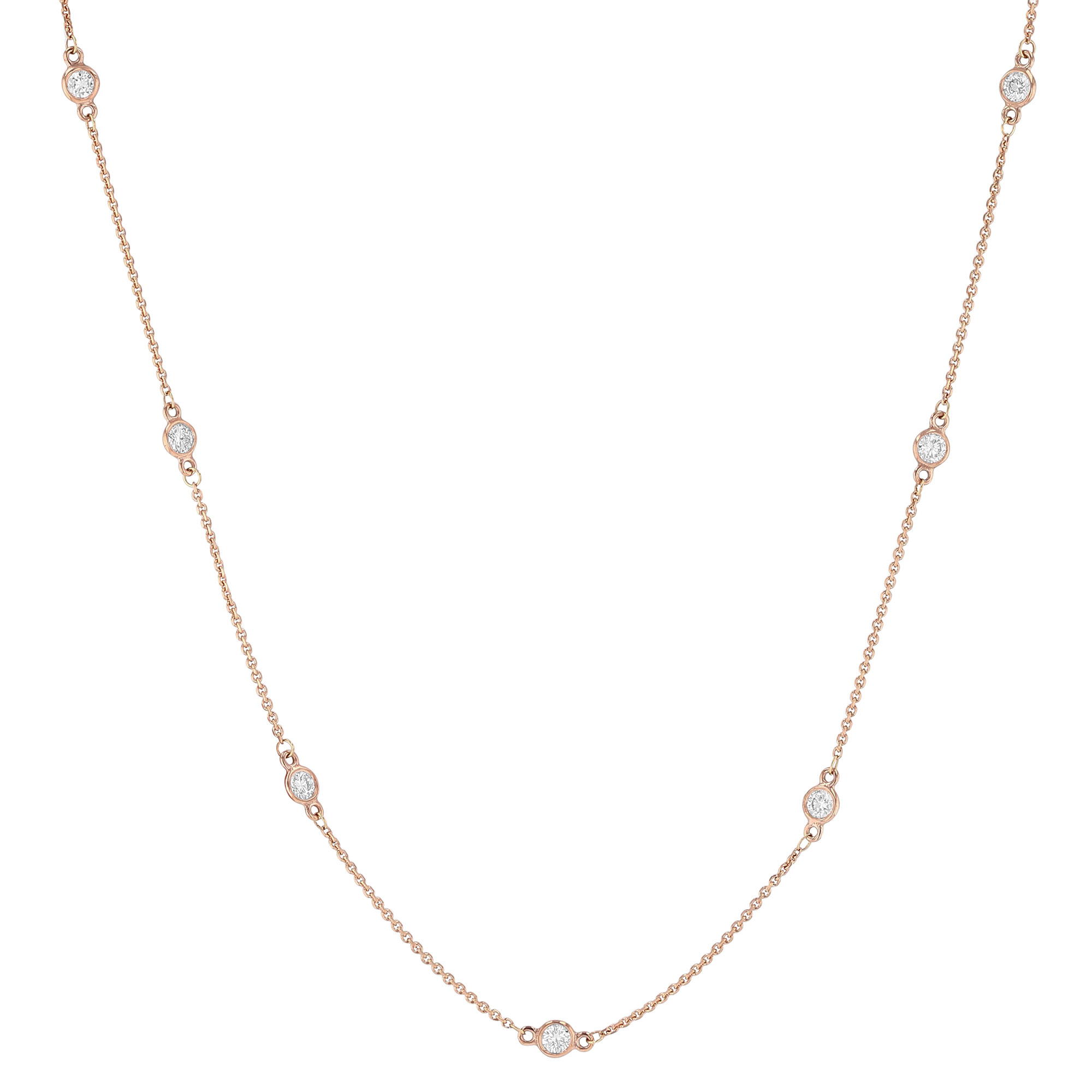 Diamond Station Necklace in 14K Rose Gold 16