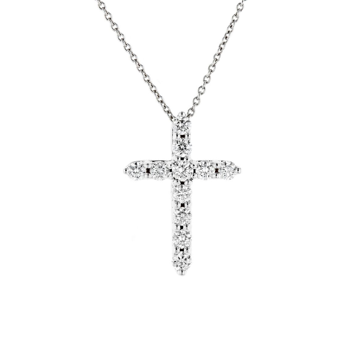 14k White Gold Lab Grown Diamond Cross Pendant, 18