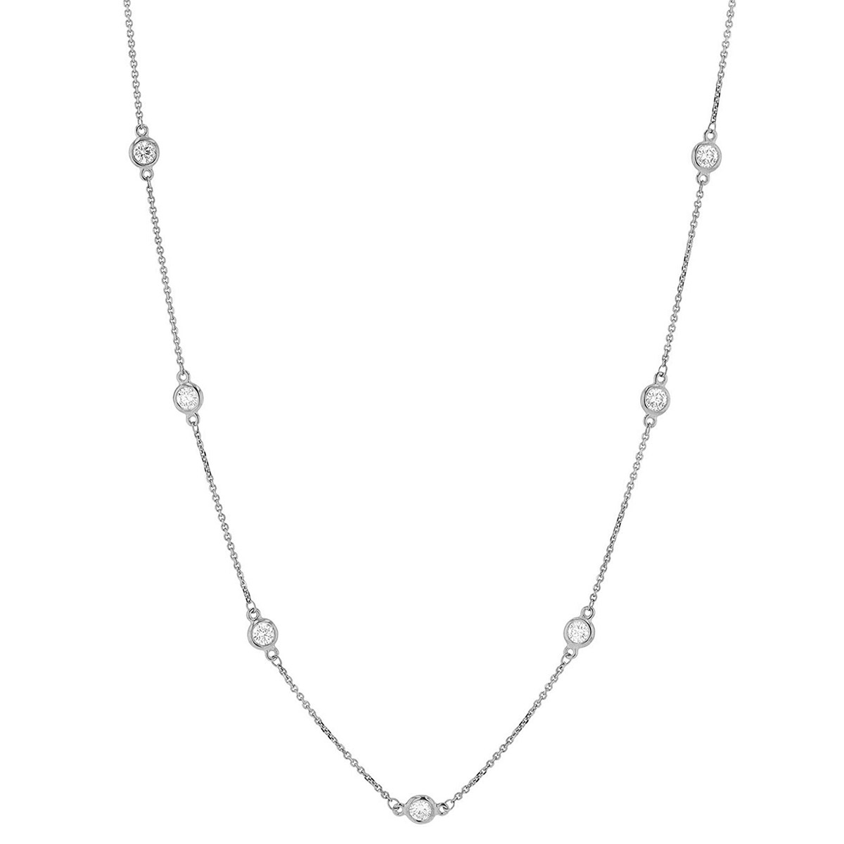 Diamond Station Necklace in 14K White Gold 16
