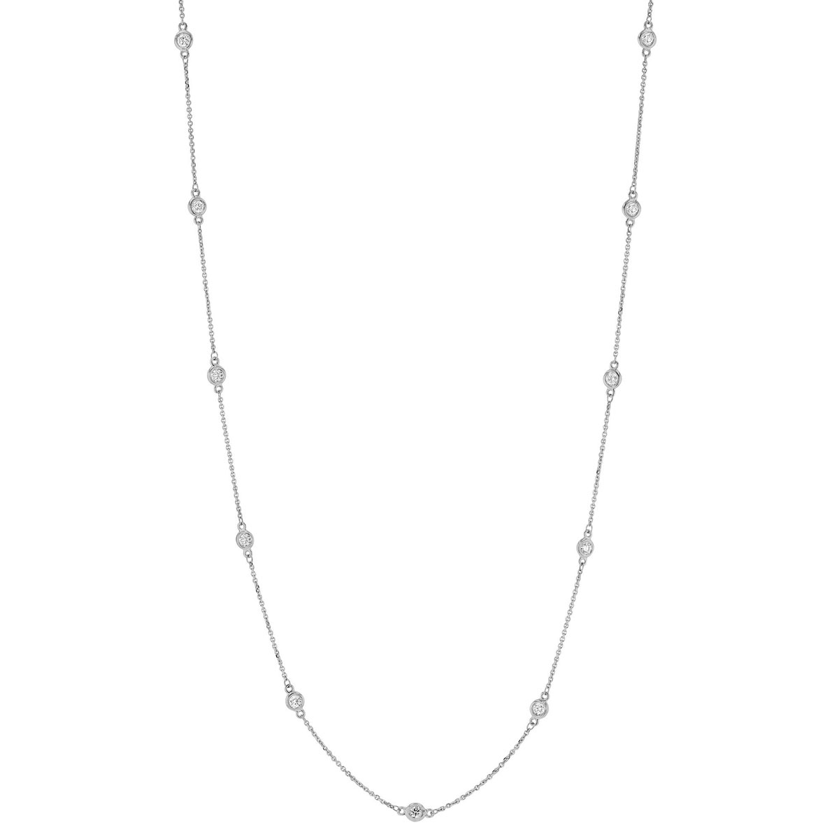 Diamond Station Necklace in 14K White Gold 20