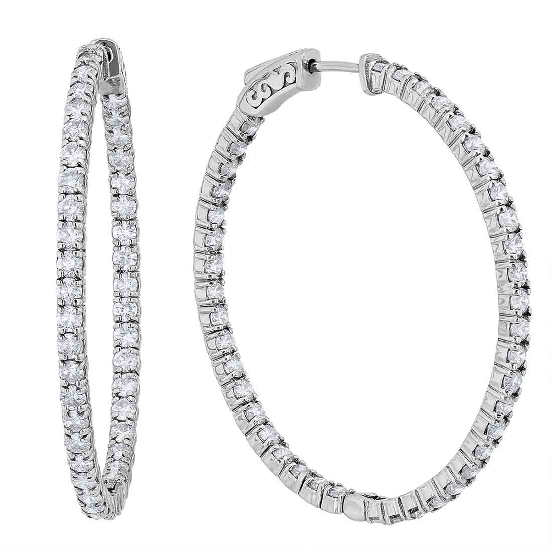 Diamond Inside Out Hoop Earrings in White Gold, 4.40 cttw | Borsheims