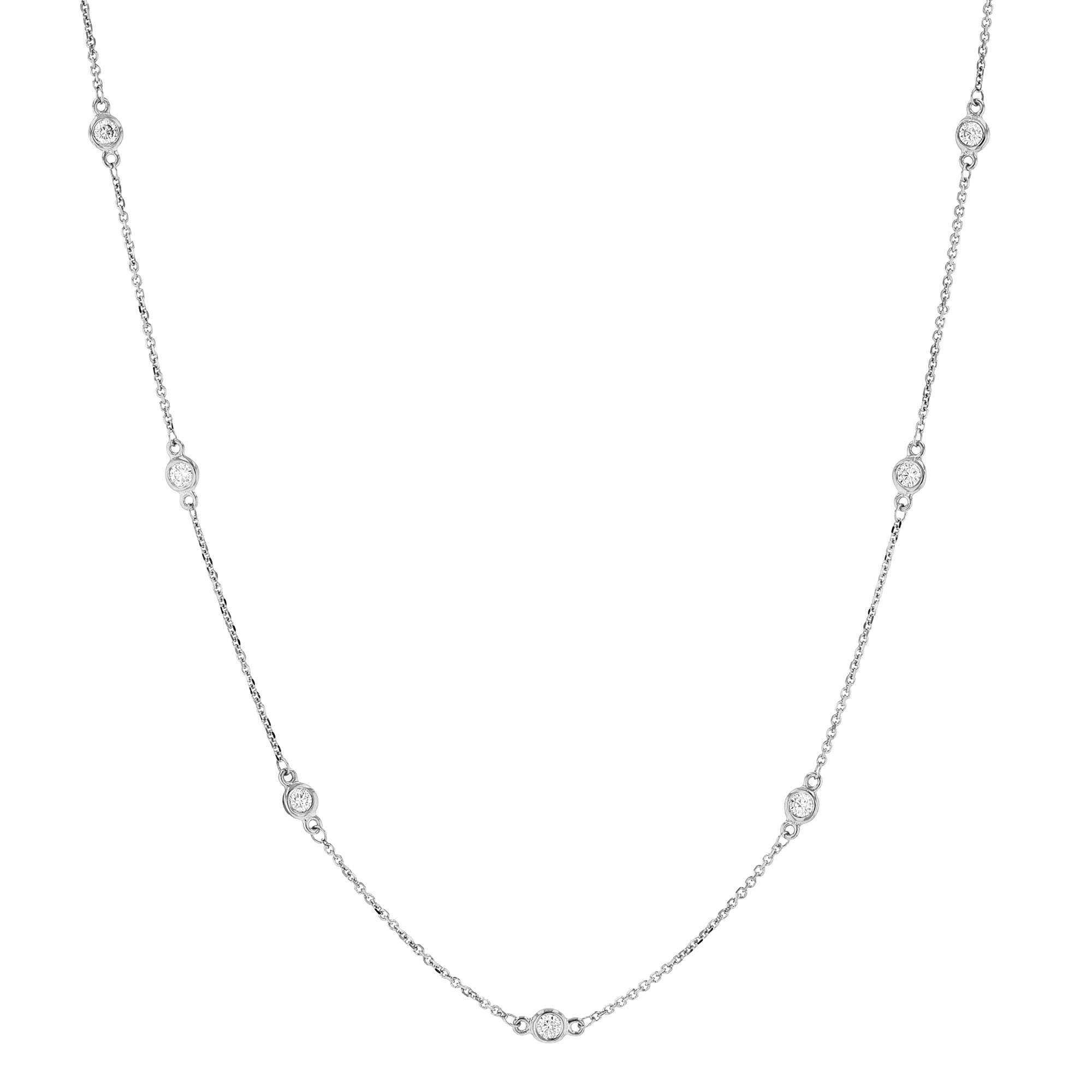 Diamond Station Necklace in 14K White Gold 16