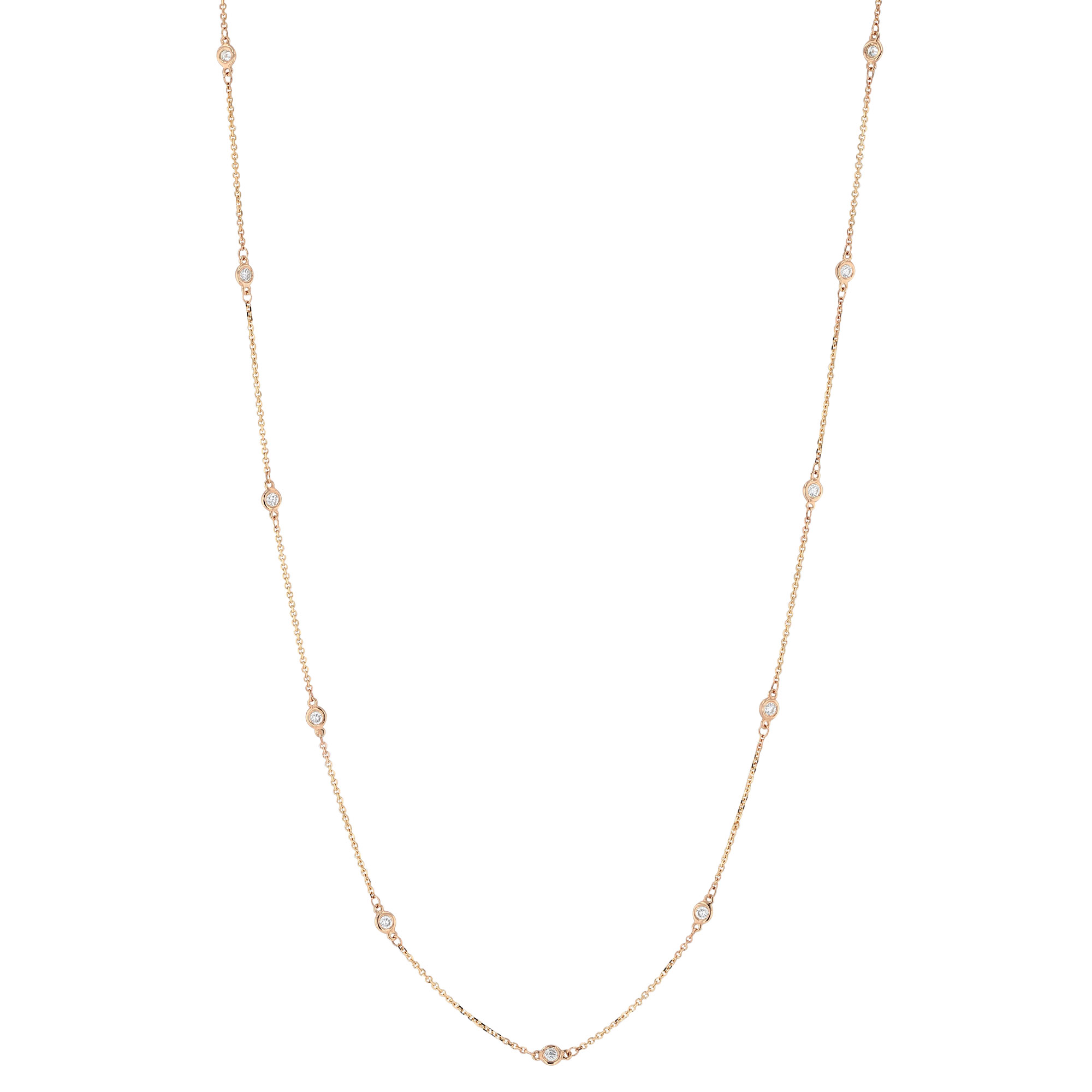 Diamond Station Necklace in 14K Rose Gold 20