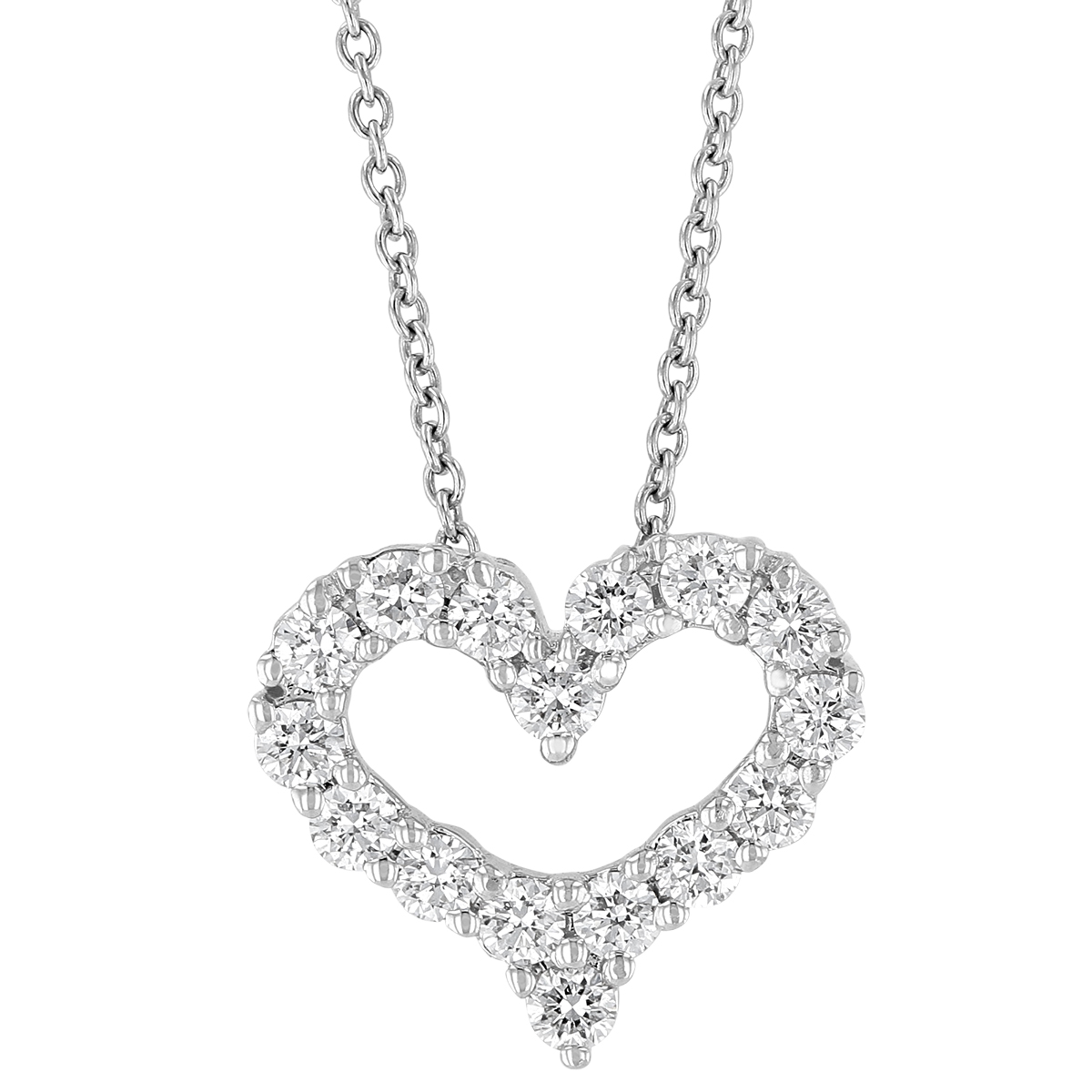 Lab Grown Diamond Small Open Heart Pendant in White Gold, 18