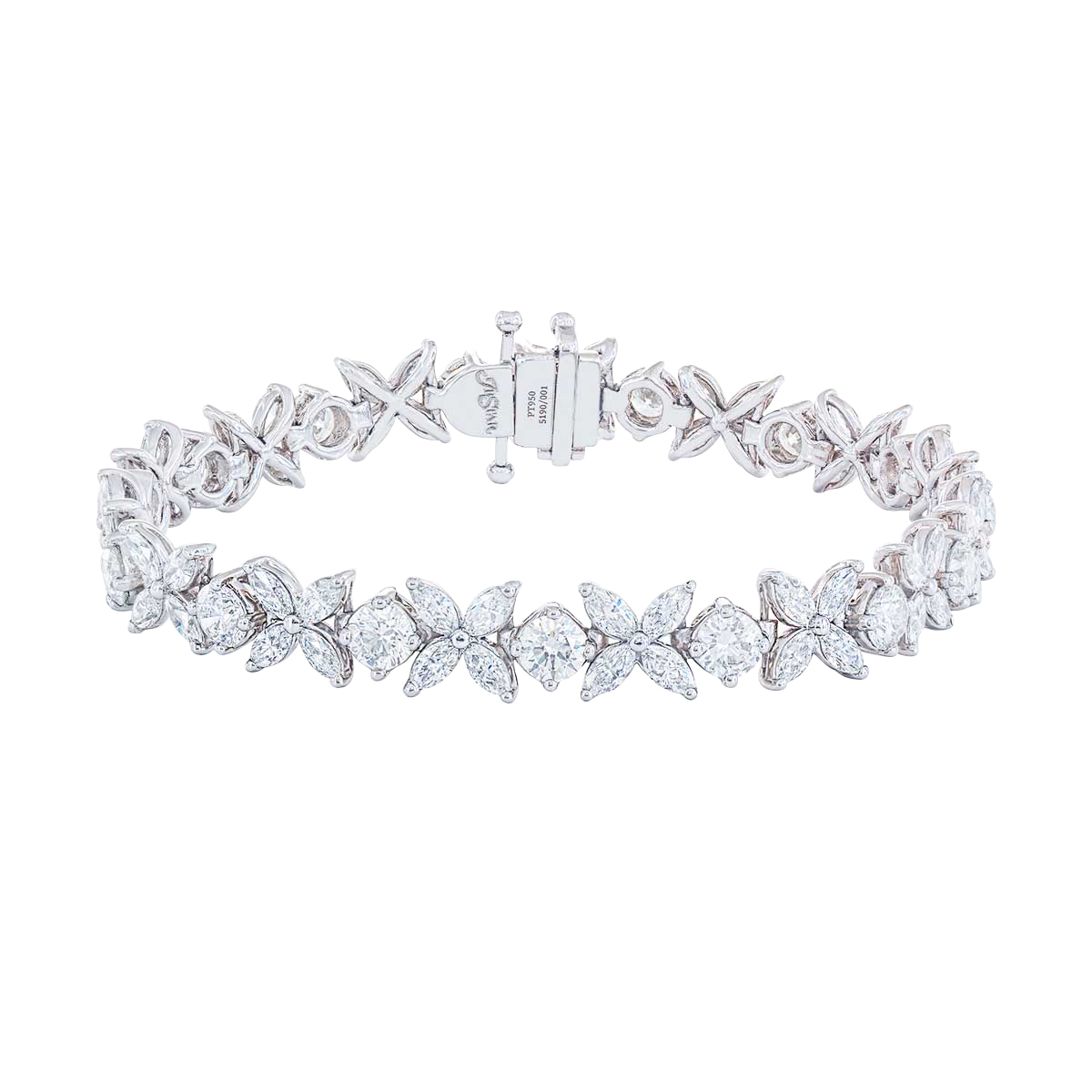 J.B. Star Marquise & Round Diamond Patterned Bracelet in Platinum, 7 ...