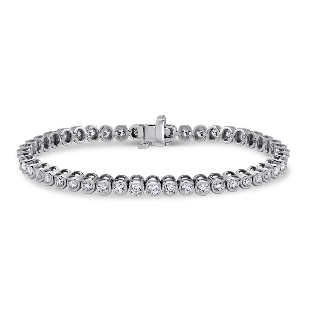 14K White Gold Bezel Set Diamond Tennis Bracelet | Borsheims