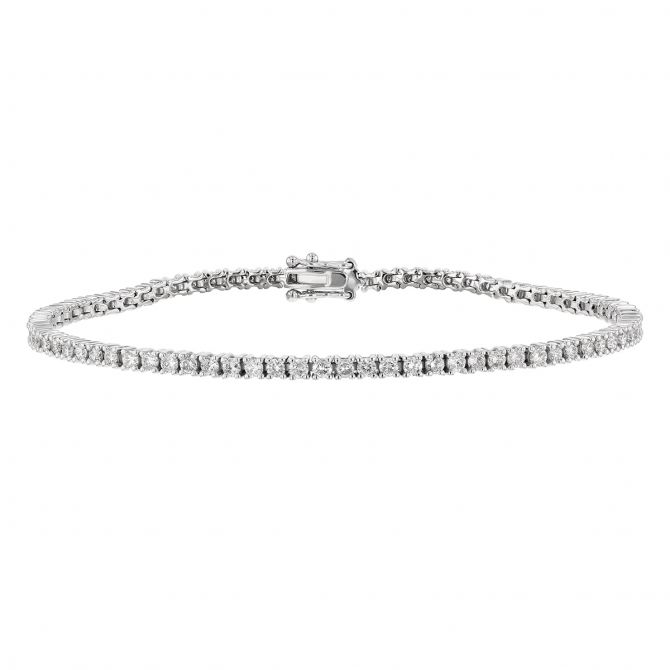 Diamond Tennis Bracelet in White Gold, 7"