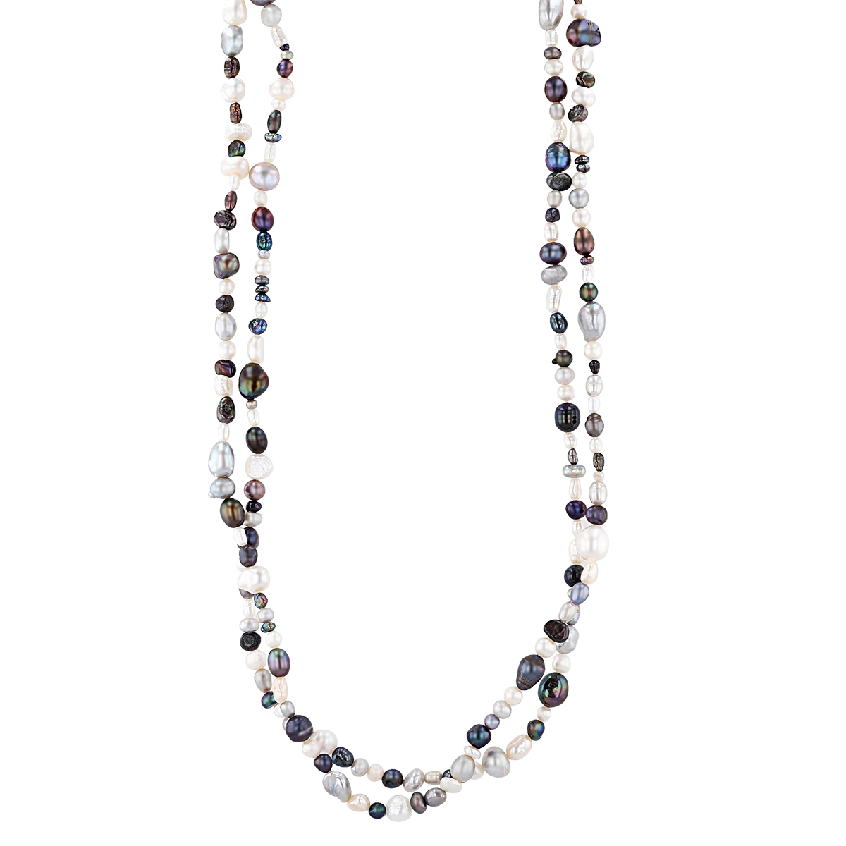 Black & White Freshwater Cultured Pearl Variegated Strand Necklace, 72 ...