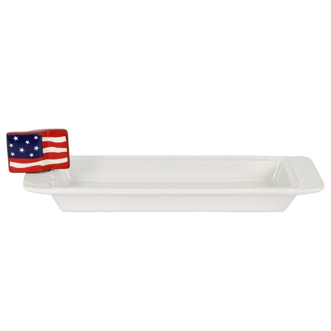 Nora Fleming Flag Mini & Cracker Tray Set