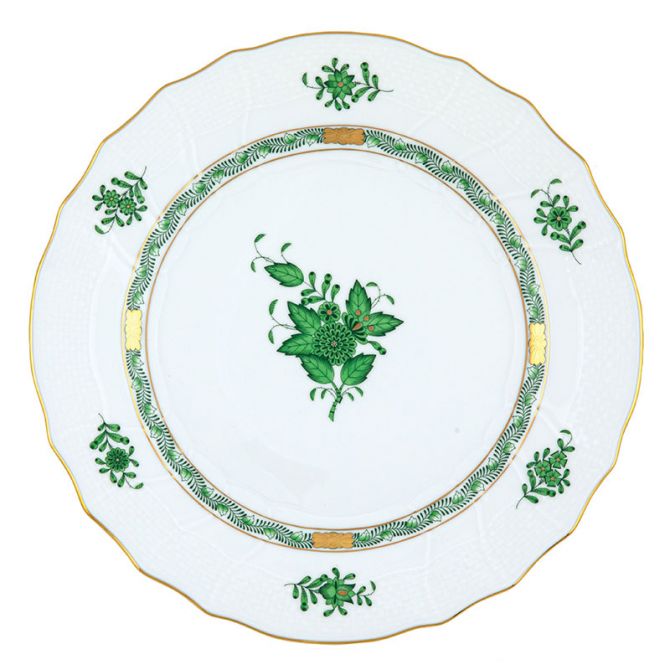 Herend Chinese Bouquet Green Dinner Plate