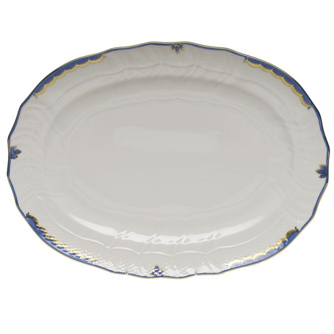 Herend Queen Victoria Dark Blue Oval Platter, 15"