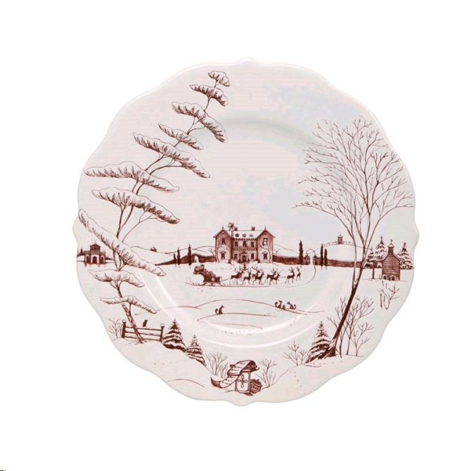 Juliska Country Estate Winter Frolic Ruby Scallop Dinner Plate