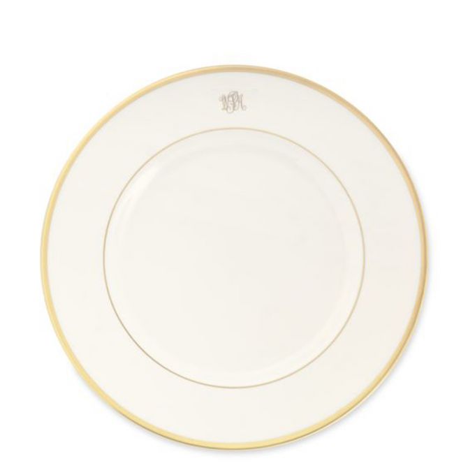 Pickard Signature Ivory Gold Monogram Dinner Plate