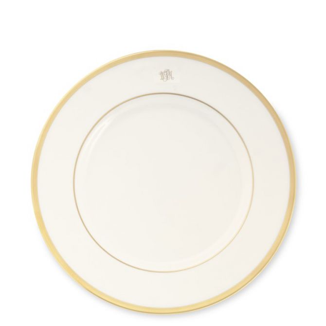 Pickard Signature Ivory Gold Monogram Salad Plate