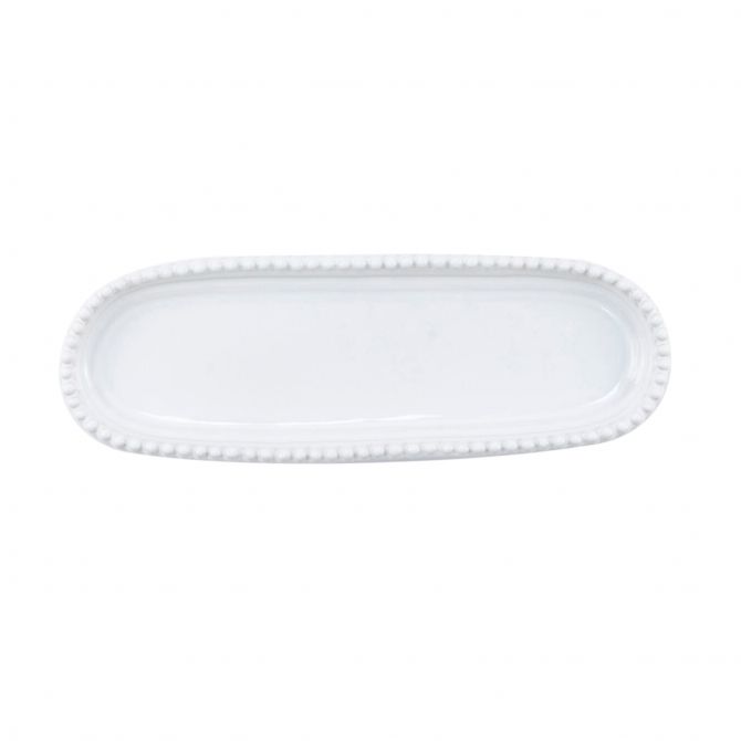 Vietri Incanto Stone White Stripe Small Oval Tray