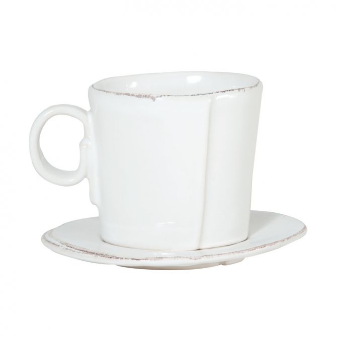 Vietri Lastra White Espresso Cup & Saucer