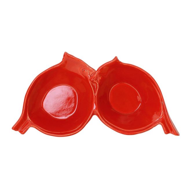 Vietri Lastra Holiday Bird 2 Bowl Server