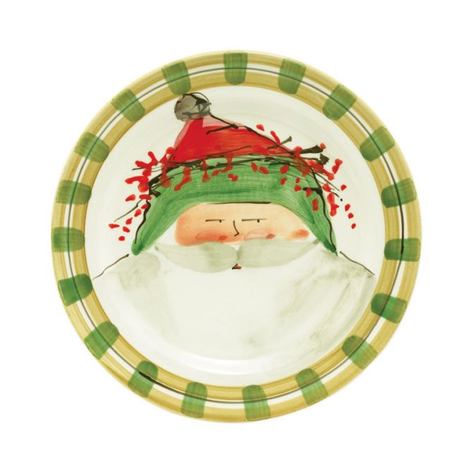 Vietri Old St. Nick Dinner Plate, Green Hat