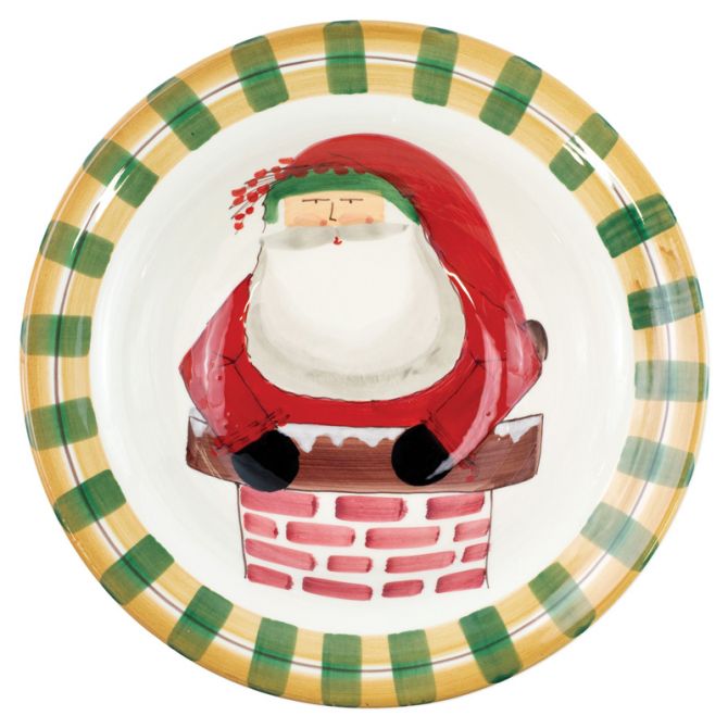 Vietri Old St. Nick Santa in Chimney Bowl, Large