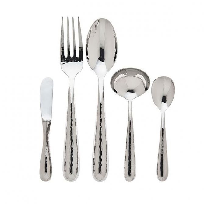 Ricci Florence Hammered Polished Stainless 5 Piece Hostess Set