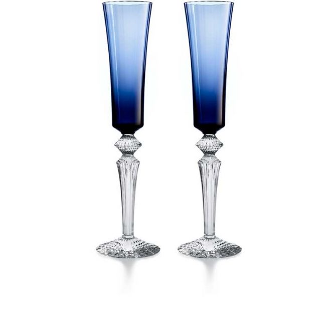 Baccarat Mille Nuits Flutissimo Blue Flutes, Set of 2